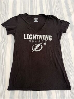 Majestic Black Lightning Hockey V-Neck Tee